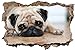 Produktbild Fotografie Hund Mops Tier Wandtattoo Wandsticker Wandaufkleber D1890 Größe 70 cm x 110 cm
