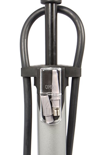 Fahrrad Luftpumpe in silber, Standluftpumpe mit Manometer und Universal Doppelpumpenkopf, inkl. Adapter Set by Provelo - 3