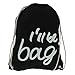 Produktbild Trendiger Jute-Beutel in Schwarz mit witzigem Spruch "I´ll be Bag" Mit praktischen Kordeln Stoff-Tasche Turnbeutel Rucksack Gym-Sack Sportbeutel Hipster Fashion verstellbare Kordeln