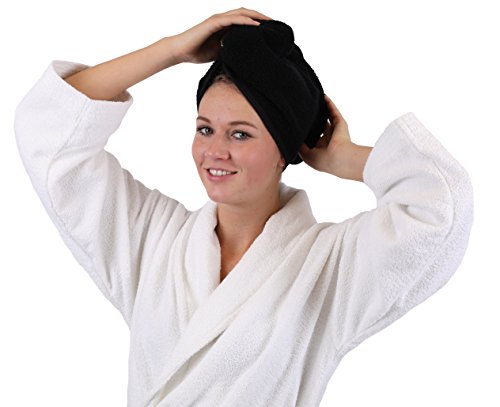 Betz Turban Handtücher Haarturban Kopftuch 100% Baumwolle Frottier Farbe: schwarz