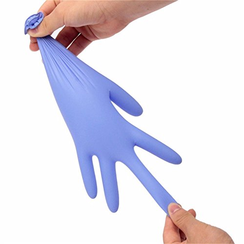 GS 100 Einweg puderfrei Nitril Gummi Handschuhe Prüfung Latex Gummi Ölfest säurebeständigkeit Handschuhe für Lebensmittelverarbeitung Medical Labor Haushalt, hellviolett, xl - 5