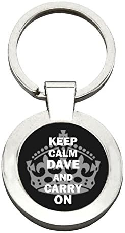 DAVE - KEEP CALM &amp; CARRY ON - Personalised Name Keyring - key ring ideal gift present