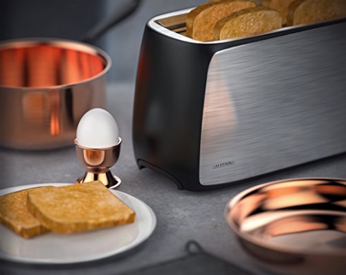 Arendo – Automatik Toaster Langschlitz | Defrost Funktion | wärmeisolierendes Gehäuse | abnehmbarer Brötchenaufsatz | 1200W-1500W | | 7 Stufen | herausziehbare Krümelschublade | Neues Modell 2017 – verbesserte Bräunungsstufen - 7