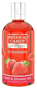 Bryan & Candy New York Strawberry Shower Gel (300ml) with Aloe Vera. Gentle, Moisturizing Body Wash for Soft, Supple Skin