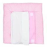 TupTam Wickelauflage inkl. 2 Frotteebezüge Wasserfest Abnehmbar Wickelunterlage Wickeltischauflage, Farbe: Punkte Rosa, Größe: 76 x 76 cm - 2