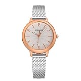 Watch Weiblicher Quarzuhr-Zeiger-Edelstahl-Silikon-Schwarzweiss-Blau,White