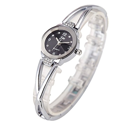 Preisvergleich Produktbild Sunshine D Kristall Damen Armbanduhr Damen Armbanduhr mit Edelstahl Armband (Schwarz)