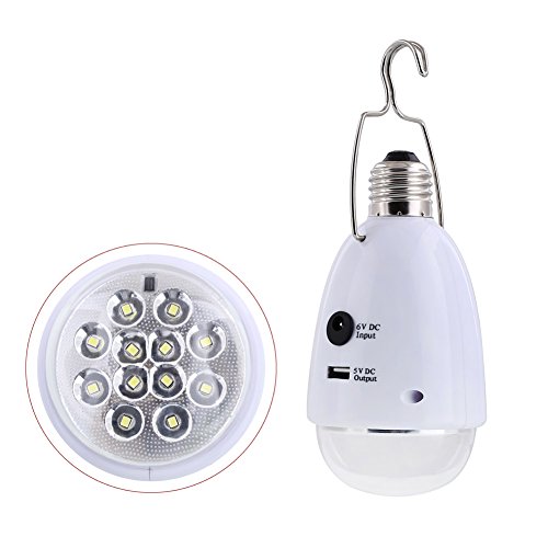 amzdeal Solarleuchten LED E27 Aufladbar Dimmbar Fernbedienungskontrolle Solarbetrieben Wasserdricht Kaltweiß - 2