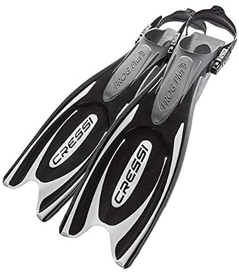 Cressi Frog Plus Palmes Réglables de Plongée/Natation - Noir/Argent - S/M - 39/41