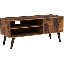 VASAGLE Meuble TV Rustique, Table Basse, Buffet Bas, Style Moderne du Milieu du siècle, pour Télévision, Console de Jeux, dans Salon, Salle de Jeu, Bureau, Brun LTV09BX