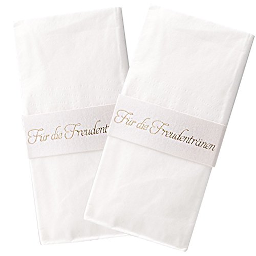 Lywedd® Taschentuchhalter "Lisbeth" 40 Stück - Taschentuchhalter mit Schriftprägung "Für die Freudentränen" in Gold zur Hochzeit
