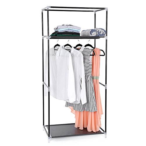Songmics Garderobe Stoffschrank Faltschrank Kleiderschrank Campingschrank 160 x 75 x 45cm schwarz RYG83H - 4