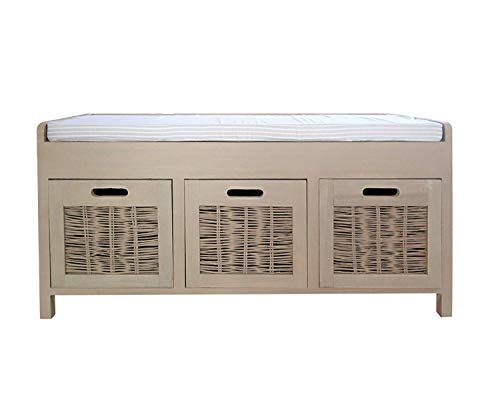 Rebecca Mobili Sitzbank mit 3 Schubladen, Aufbewahrungsbank mit