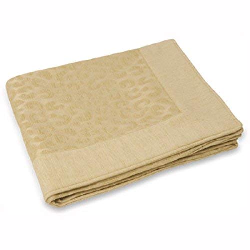 Riva Paoletti Mahiki Throw - Metallic Cream - Leopard Spot Animal Print - Chenille Border - Heavywei Riva Paoletti Mahiki Throw - Metallic Cream - Leopard Spot Animal Print - Chenille Border - Heavywei