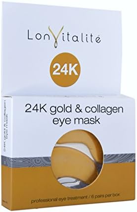 24k Gold Eye Mask by Lonvitalite | Hyaluronic Acid, Collagen, Anti Aging | You Can Look More Youthful By Repairing Skin and Puffy Eyes | 6 Pack