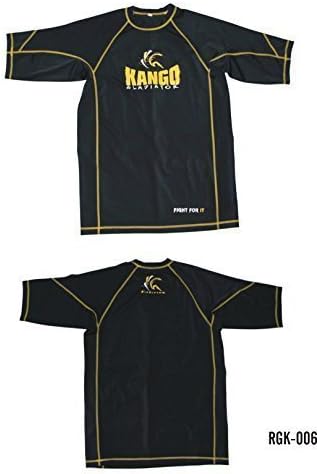 Kango MMA Men's Rush Guard Long &amp; Short sleeve Muay Thai boxing UFC Top Mens T Shirt Compression Gym Wear (RGK-006, Large)