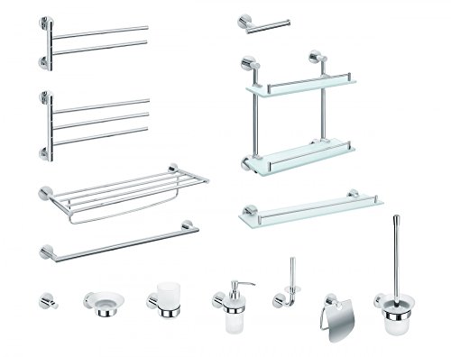 Nicol 7122500 EOS Wand-Handtuchhalter mit 3 Armen aus verchromtem Messing, hochglänzend, Metall, chrom, 6 x 41.5 x 22.5 cm - 7