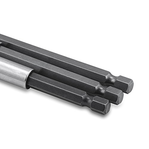 SYCEES 1/4 hex-shank Magnetische Bohrer Verlängerung Halter Bohrmaschine Verlängerungsstange 6,35mm, 75/100/150mm 3 tlg - 4