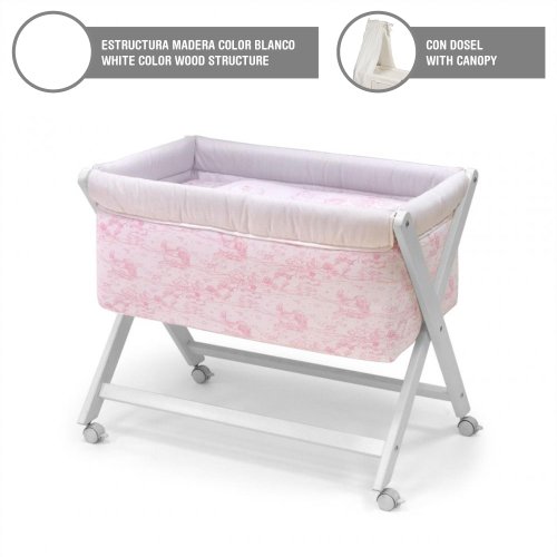 Cambrass Small Bed X Wood Canopy (46 x 78 cm, Toile Pink)