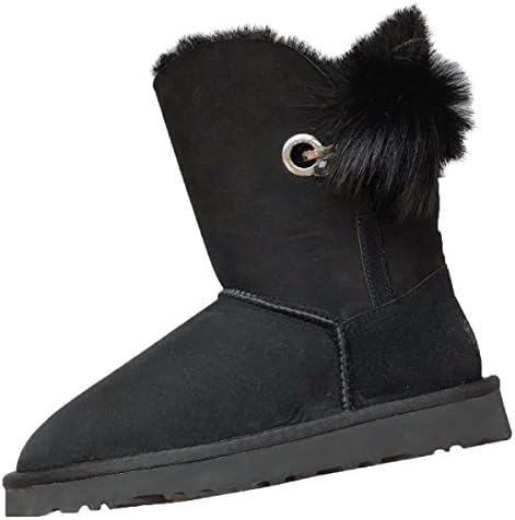 QVRGE Female Waterproof Anti-fouling Snow Boots Warm Cotton Boots,Black-39EU