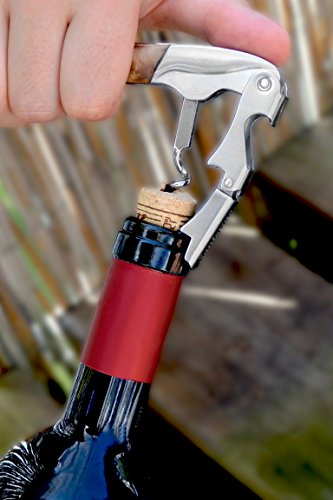 Santorino Kellnermesser – Exklusives Sommeliermesser aus Campecheholz, Weinöffner mit 2 Stufen – Premium Korkenzieher, Flaschenöffner in Geschenkbox - 5