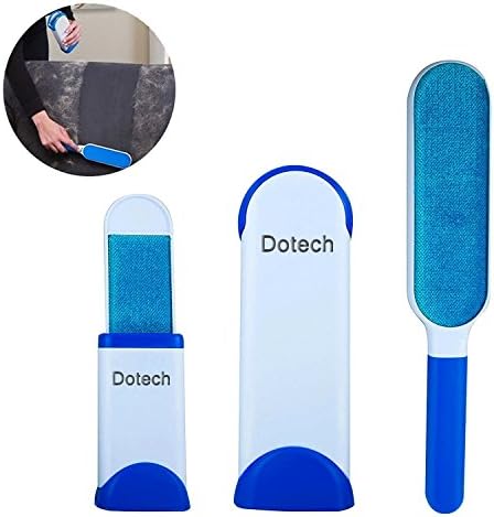 DoTech Pet Fur Lint Removal Hair Brush, Reusable Self-cleaning Base Double Sided Fur Wizard Remover For Pet Hair &amp; Clothes Lint with Travel Size Brush for Home Furniture Sofa Clothes Cleaning (Blue)