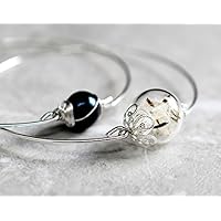 Versilberte Pusteblumen-Armreifen im Doppelpack