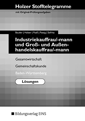 Holzer Stofftelegramme Baden-Württemberg / Industriekauffrau/-mann und Groß- und Außenhandelskauffrau/-mann: Holzer Stofftelegramme ... Gemeinschaftskunde. Baden-Württemberg