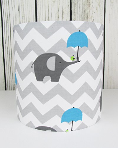 Elephant Chevrons Lampshade with Blue Umbrella