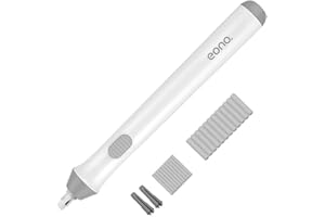 Eono Electric Eraser Kit, Battery Operated Automatic Portable Rubber Pencil Eraser, with 22pcs Additional Replaceable Rubber Refills - Diameter 2.3mm 10pcs and 5mm 12pcs, White
