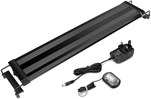 Innocheer Aquarium Hood Fish Tank LED Light (Blue and White) with Extendable Bracket Used for Freshwater and Saltwater, with LCD Digital Fish Tank Aquarium Thermometer (20-27")