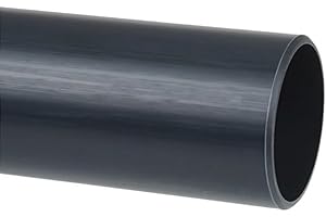 ARZER Tubo de presión de PVC gris, diámetro de 50 mm, 1000 mm de largo, grosor de la pared: 2,4 mm, tubo de PVC para tuberías de piscina, (50 mm de diámetro, 1000 mm de largo)