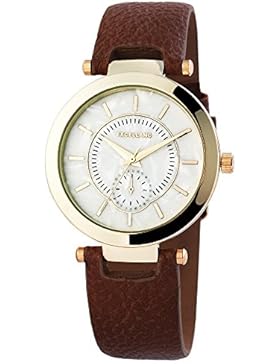 Damenuhr Uhr Bicolor Kunstlederarmband 22cm Braun Dornschließe 195001500202