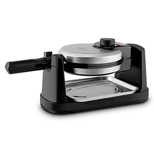 oneConcept Waffelmaster Waffel Maker Waffeleisen Belgische Waffeln Waffelautomat (1000W, stufenlos regelbar, 17cm Durchmesser, drehbar, Antihaft-Beschichtung) schwarz - 4