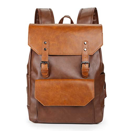 Preisvergleich Produktbild XIMIXI 15-Zoll Laptoprucksäcke Herren Damen Diebstahlsicherer wasserdichter schmaler Reise Rucksack Ledergürtel Retro Casual Daypack (Braun)