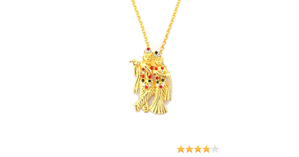Radha Krishna Locket with Gold Chain 