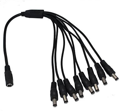 8 Channel Power Cable Splitter 1 Female to 8 Male for Security CCTV Camera