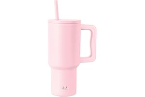 Simple Modern Tazza Termica con Cannuccia e Manico | Bicchiere Termico in Acciaio Inossidabile Isolato | Regali per Donne & Uomini | Trek | 890ml | Blush