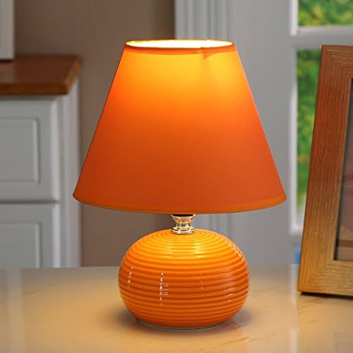 Orange Ceramic Base Small Table Lamp Bedroom Bedside Desk Lamp