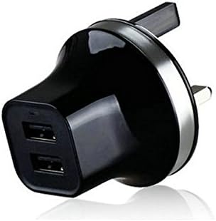 Neissstar USB Charger Plug 2-Port Wall Charger with UK International Travel Adaptor for Apple, Samsung, Smartphone, Tablet, Power Bank(Black)