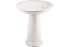 ESSCHERT Fallen Fruits Ltd FB423 Bain d'oiseau en céramique sur Socle Crème 45 x 42 x 42 cm