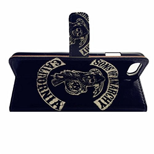 MUTOUREN iPhone 7 Plus Brieftasche Flip Case Cover – PU Leder Bookstyle Klapphülle Wallet Case für iPhone 7 Plus (5.5 Zoll) Portemonnaie Hülle Schutz Ultra Dünn Handy Tasche Geldboerse Schutzhülle – Sons of Anarchy + Metall Stylus Pen - 4