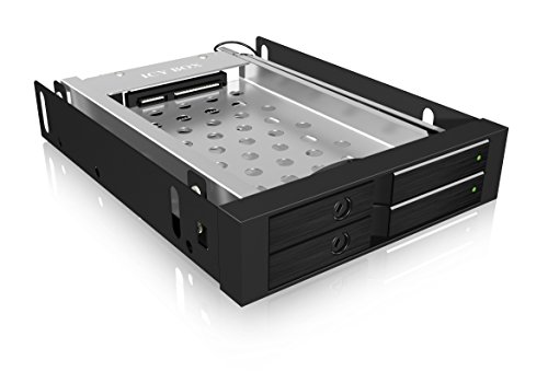 Icy Box IB-2227StS 3,5" Wechselrahmen für 2x 2,5" (6,35 cm) SATA III HDD/SSD, trägerlos, abschließbar (schwarz)