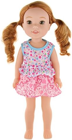 Doll Clothes Wardrobe Makeover Fits for 14" 14.5" American Girl Dolls Cute Dollhouse Decor Pink