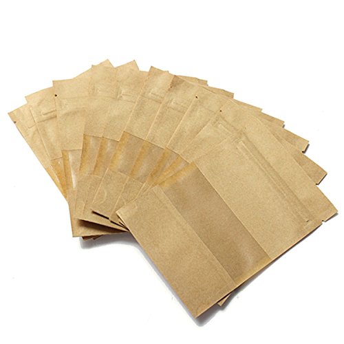 Zedtom 100STK Tüten Papiertüten Kekstüten aus Kraftpapier mit Sichtfenster für Bonbons Lebensmittel Nuss Kaffeebohne - 2
