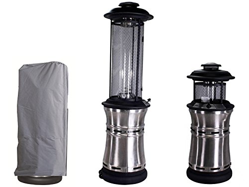 Traedgard® Gas Heizstrahler Milano Edelstahl mit Glasröhre 190 cm, versenkbar, mit Schutzhülle, Rollen und Gastroset