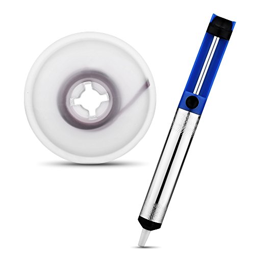 Entlötlitze Entlötpumpe Set, Vtin 2.5mm breit, 1,5 m Länge Desoldering Wick und Lötmittel Sauger, Lötmittel-Sauger Desoldering Vakuumpumpe Solder Removal Tool - 8