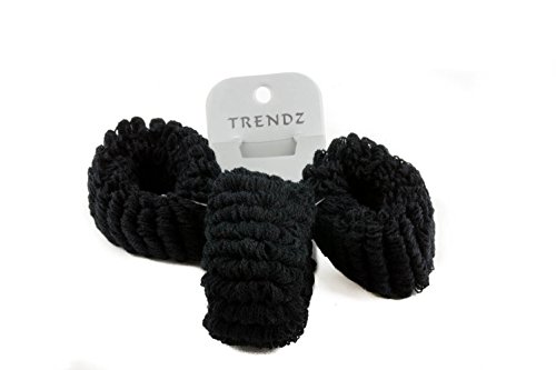 Mytoptrendz® Set Of 3 Black Soft Fabric Donut Hair Band Scrunchie Hair bobble Ponytail Holder