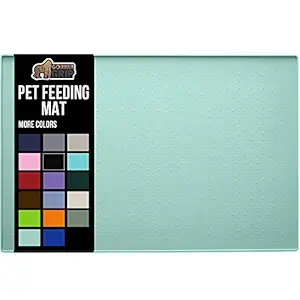 Gorilla Grip Silicone Pet Feeding Mat, Waterproof, 28x18, Easy Clean in Dishwasher, Raised Edges to Prevent Spills, Dogs and Cats Placement Tray to Stop Food and Water Bowl Messes on Floor, Mint