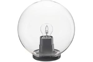 Acrilux - Globo Lampada trasparente in pmma con base per fissaggio su palo e portalampade E27, diametro 25 cm, resistente ai graffi e ai raggi solari